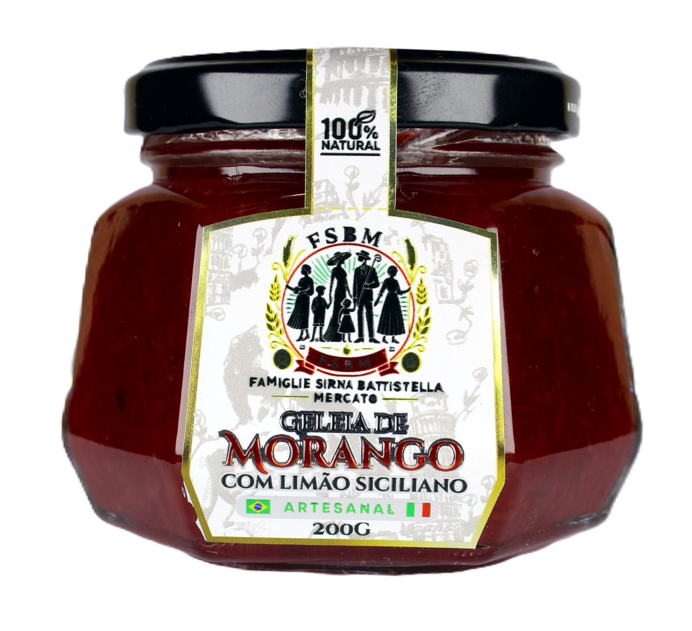 Geleia de Morango com Limão Siciliano Famiglie Sirna Battistella Mercato 200g