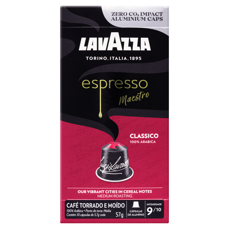 Café Torrado e Moído Espresso Clássico em Cápsulas Lavazza 57g