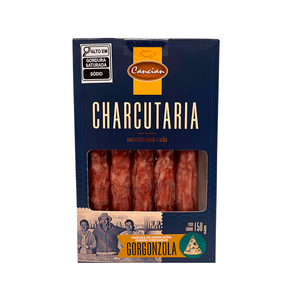 Linguiça de Carne Suína Curada Dessecada com Queijo Gorgonzola 150g – Cancian