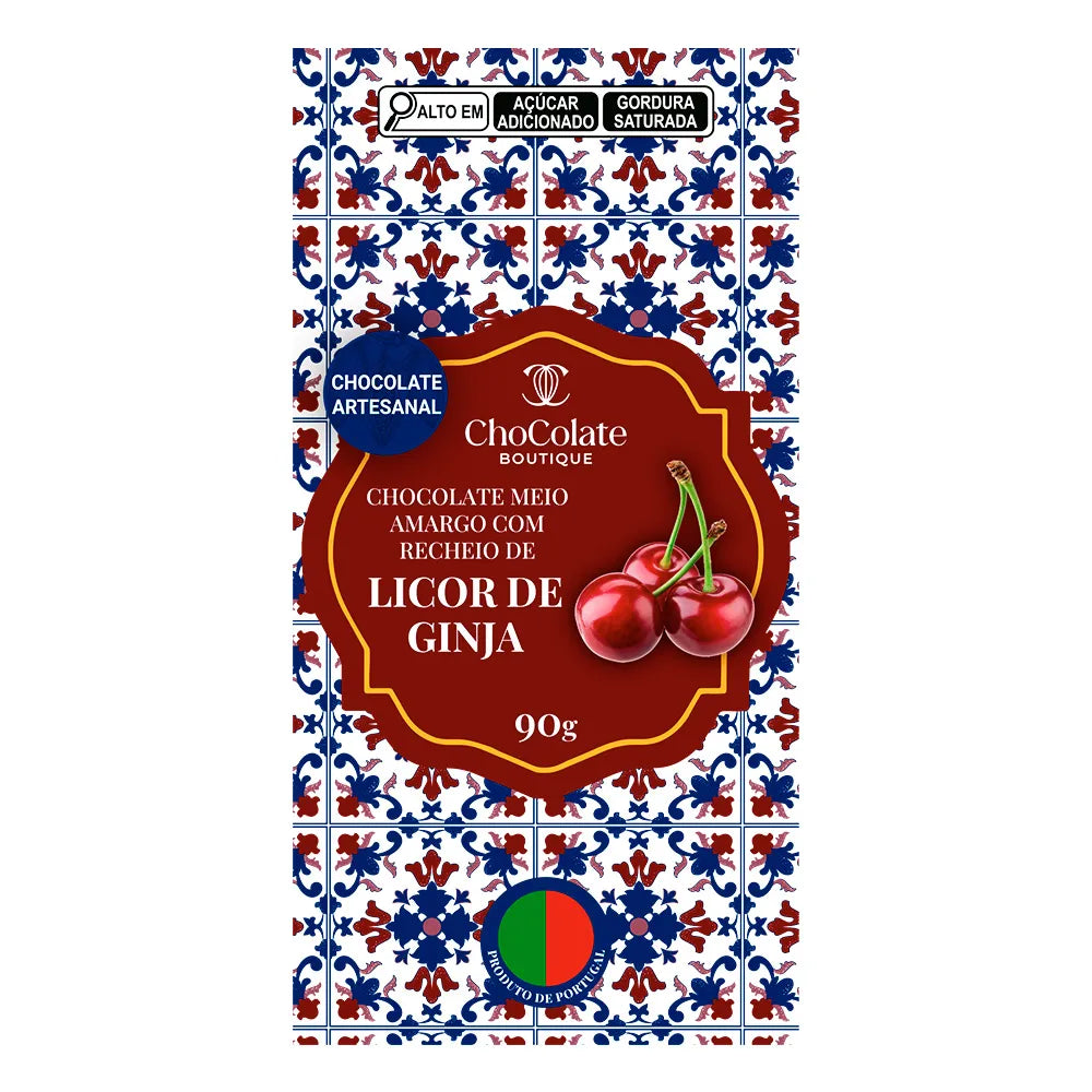 Chocolate Meio Amargo com Recheio de Licor de Ginja 90g