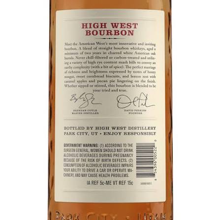 WHISKEY HIGH WEST BOURBON 750ML