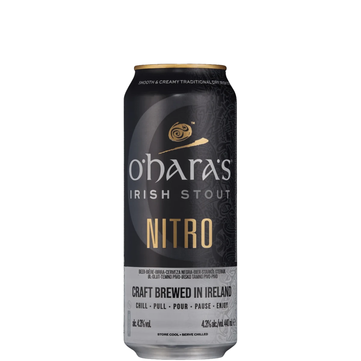 Cerveja OHaras Nitro Stout 440ml - Famiglie Sirna Battistella Mercato - Carlow Brewing Company (O’Hara’s)