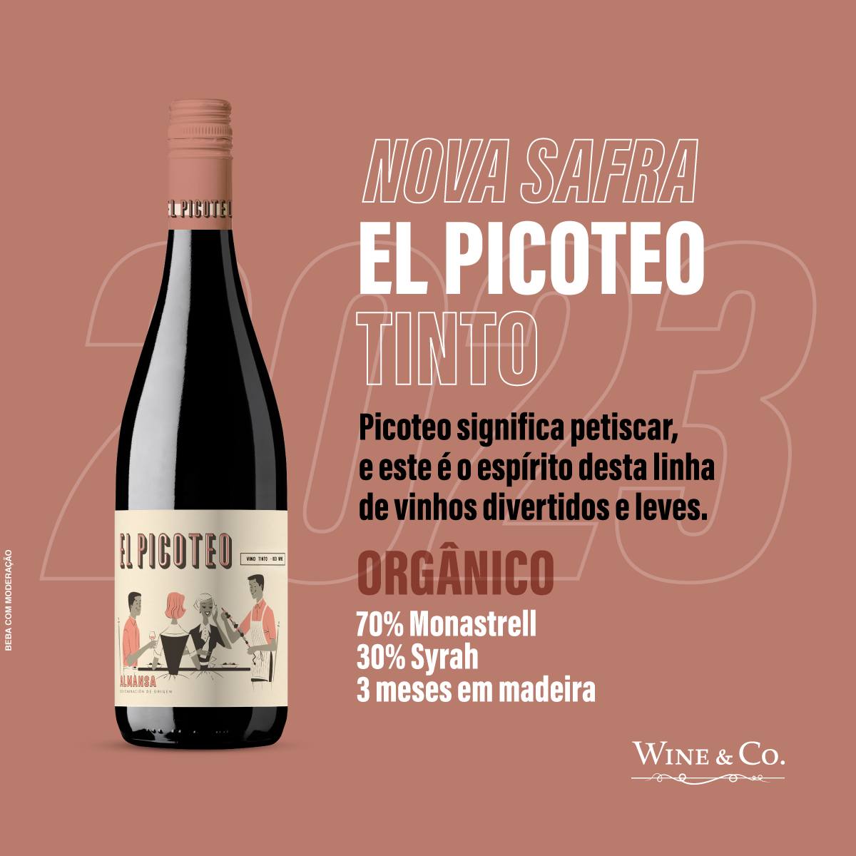 El Picoteo Tinto Orgânico Almansa 2023 - Famiglie Sirna Battistella Mercato - Bodegas Piqueras