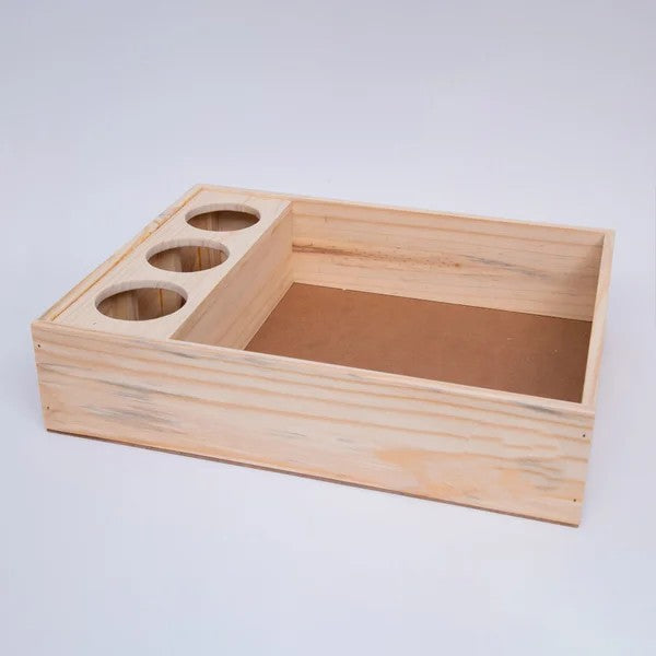Caixa Presente Madeira Pinus cru caixote com compartimentos para Garrafas Long Neck ou Similar - 30X40