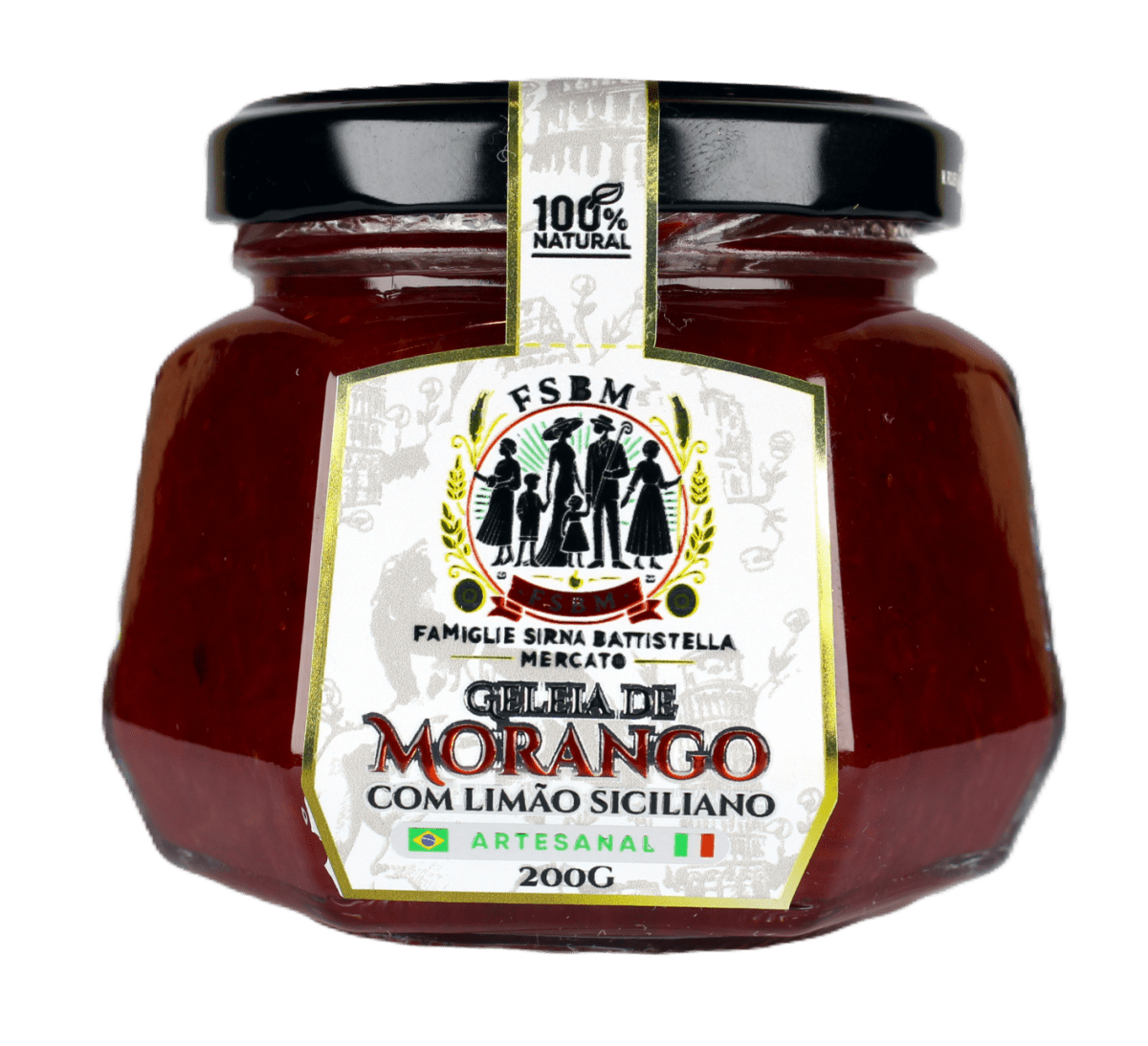 Geleia de Morango com Limão Siciliano Famiglie Sirna Battistella Mercato 200g - Famiglie Sirna Battistella Mercato - Famiglie Sirna Battistella Mercato